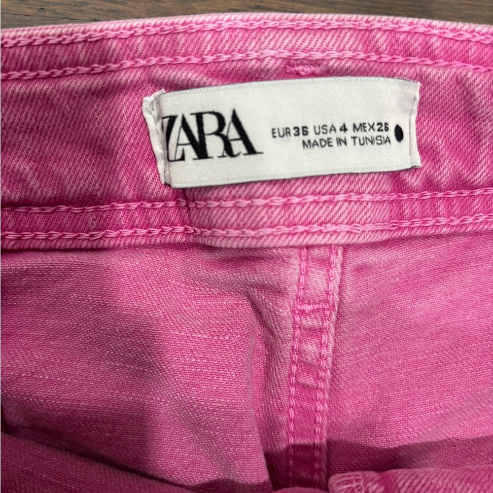 634. Zara High Waisted Wide Leg Pink Jeans - Picture 4 of 7